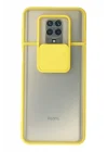 Mey İthalat®   Redmi Note 9 Pro Kılıf Palm Buzlu Kamera Sürgülü Silikon - Sarı