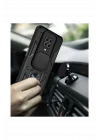 Mey İthalat®  Xiaomi Redmi Note 9 Pro Kılıf Pars Lens Yüzüklü Silikon - Siyah