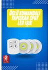 Mey İthalat® Yapışkanlı 3lü Spot Led Işık Lamba Montajsız Pilli Uzaktan Kumandalı