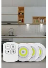 Mey İthalat® Yapışkanlı 3lü Spot Led Işık Lamba Montajsız Pilli Uzaktan Kumandalı
