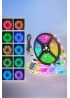 Mey İthalat® Yeni Nesil RGB Işıklı 10Metre Şerit Led Kumandalı Şarj Edilebilir