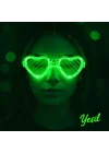 Mey İthalat® Yeşil LED Işıklı Kalp Gözlük – 3 Modlu Parti