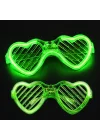 Mey İthalat® Yeşil LED Işıklı Kalp Gözlük – 3 Modlu Parti