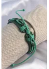 Mey İthalat® Yeşil Renk Deri İpli Erkek Bileklik