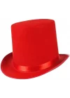 Mey İthalat® Yetişkinler İçin Kırmızı Renk Ringmaster Sihirbaz Şapkası Fötr Şapka 15cm