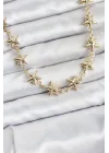 Mey İthalat® Yıldız Model Pirinç Gold Renk Kadın Kolye