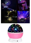 Mey İthalat® Yıldızlı Gece Lambası Mor Projeksiyon Görünümlü Masa Lambası Renk Değiştirebilen