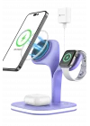 Mey İthalat®  YM-UD22 Kablosuz Şarj Masaüstü Set - Lila