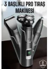 Mey İthalat® Yüksek Performanslı 3 Başlıklı Profesyonel Tıraş Makinesi