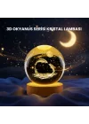 Mey İthalat® Yunus Figürlü LED Kristal Küre Ahşap Standlı Dekoratif Gece Lambası
