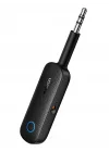 Bluetooth 5.0 Verici 3.5mm Jack ve Dahili Mic Araç Mikrofon Bluetooth Adaptörü ile 2si 1 Arada Alıcı Siyah