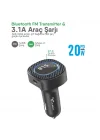 Bluetooth FM Transmitter USB Destekli Araç Şarjı