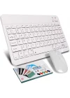 Bluetooth Ios Ipad Android Windows Uyumlu Klavye Mouse Seti - Sessiz - Şarjlı - Combo - Ultra İnce - Türkçe - Kablosuz Beyaz