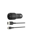 Boost Charge Çift USB Araç Şarj Cihazı 24 W + USB-A - USB-A kablosu (Çift USB-A Bağlantı Noktalı Şarj Cihazı)