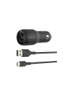 Boost Charge Çift USB Araç Şarj Cihazı 24 W + USB-A - USB-A kablosu (Çift USB-A Bağlantı Noktalı Şarj Cihazı)