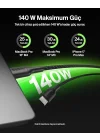BoostCharge Pro 2’si 1 Arada 140 W USB-C - USB-C Şarj Kablosu, Örgülü Çift Şarj Kablosu, Akıllı Güç Paylaşımı ile Hızlı Şarj, MacBook, iPhone, iPad, Samsung, Pixel ve Daha Fazlası İçin, Siyah