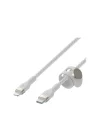 BoostCharge Pro Flex örgülü USB-C/Lightning kablosu, 1 m, MFI sertifikalı, 20 W, hızlı şarj için, PD Power Delivery ile, iPhone 14/14 Plus, 13, 12, Pro, Max, mini gibi cihazlar için, beyaz