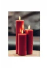 Bordo Rengi Led Dış Mekan Mum 10X10 Cm - De Rf-Ul-0042