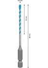 Bosch Professional 1x EXPERT HEX-9 MultiConstruction Delme Uçları (Beton, Yumuşak döşemeler, Çelik, Yumuşak ahşap, Plastik, Ø 3,00x90 mm, Aksesuar Döner Matkap/Vidalamalar)
