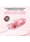 BTM005 | Saydam Ofis Mouse | 2.4G Kablosuz + Çift Bluetooth | Sessiz Tıklama | 2400 DPI (Pembe)