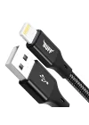Buff BL71 USB to Lightning 2.4A 1.2M Örgülü Data ve Şarj Kablosu (Siyah)