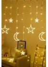 BUFFER Ay ve Yıldız Figürlü LED Dekor Işık, Kumandalı 12 Sarkıtlı 120 LED, Dekoratif Ortam ve Masaüstü Aydınlatması