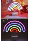 BUFFER Gökkuşağı Neon LED Işık, Renkli Plastik Masaüstü Dekoratif Ambiyans Aydınlatması, USB Beslemeli