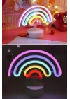 BUFFER Gökkuşağı Neon LED Işık, Renkli Plastik Masaüstü Dekoratif Ambiyans Aydınlatması, USB Beslemeli