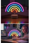 BUFFER Gökkuşağı Neon LED Işık, Renkli Plastik Masaüstü Dekoratif Ambiyans Aydınlatması, USB Beslemeli