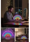 BUFFER Gökkuşağı Neon LED Işık, Renkli Plastik Masaüstü Dekoratif Ambiyans Aydınlatması, USB Beslemeli