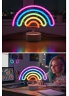 BUFFER Gökkuşağı Neon LED Işık, Renkli Plastik Masaüstü Dekoratif Ambiyans Aydınlatması, USB Beslemeli