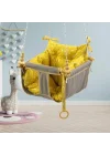 Bundera Wag Swing Çocuk Ahşap Bebek Hamak Ev Tavan Bahçe Salıncağı (Pembe)