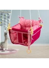 Bundera Wag Swing Çocuk Ahşap Bebek Hamak Ev Tavan Bahçe Salıncağı (Pembe)