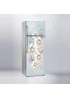 Buzdolabı Sticker Kaplama Dolap Kaplama Etiketi 3D Beyaz Çiçekler