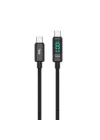BX09CC Type-C to Type-C 100W 480Mbps E-Marker Çipli LED Dijital Ekranlı Şarj ve Data Kablosu 1 Metre (Siyah)