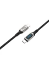 BXCC243 Type-C to Type-C 240W 480Mbps E-Marker Çip Dijital Ekran Göstergeli Örgülü Şarj ve Data Kablosu 1 Metre