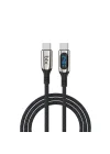 BXCC243 Type-C to Type-C 240W 480Mbps E-Marker Çip Dijital Ekran Göstergeli Örgülü Şarj ve Data Kablosu 1 Metre