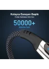 BXCC243 Type-C to Type-C 240W 480Mbps E-Marker Çip Dijital Ekran Göstergeli Örgülü Şarj ve Data Kablosu 1 Metre