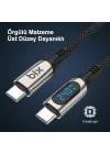 BXCC243 Type-C to Type-C 240W 480Mbps E-Marker Çip Dijital Ekran Göstergeli Örgülü Şarj ve Data Kablosu 1 Metre