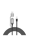 C6AC15 2in1 USB-A & Type-C to RJ45 1000Mbps Gigabit Ethernet Dönüştürücü CAT6 Kablo 1.5 Metre Thunderbolt 3/4/5, Mac/Windows/iPad/Android Uyumlu