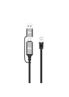C6AC15 2in1 USB-A & Type-C to RJ45 1000Mbps Gigabit Ethernet Dönüştürücü CAT6 Kablo 1.5 Metre Thunderbolt 3/4/5, Mac/Windows/iPad/Android Uyumlu