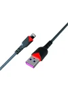 C93 2.0 MAH İPH 1 MT GÜL DESENLİ KABLO Araç Şarjı, Siyah