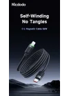 Ca-2010 36W Usb-C To Lightning Manyetik Sarilabilir Kablo - 1.2 M, Siyah