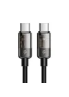 Ca-2840 Type-C To Type-C 100W Led Işikli Power Off Hızlı Data Şarj Kablosu 1.2M, Siyah