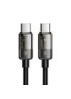 Ca-2840 Type-C To Type-C 100W Led Işikli Power Off Hızlı Data Şarj Kablosu 1.2M, Siyah