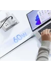 CA-6872 Type-c Type-c 60W PD Hızlı ŞarjE-Marker Çipli Easy Series Örgü Kablo Siyah 3m