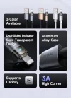 CA-6911 3A Işıklı Usb iPhone Şarj Data Kablosu 1.2m Siyah
