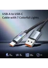 CA-8180 Usb Typec 6A 7 Renkli LED Işıklı Şarj Data Kablosu
