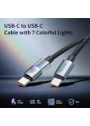 CA-8200 Type-c To Type-c 100W 7 Renkli LED Işıklı Şarj Data Kablosu