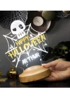 Cadılar Bayramı Halloween Hediyesi, Happy Halloween Kuru Kafa ve Ağlar Led Lamba